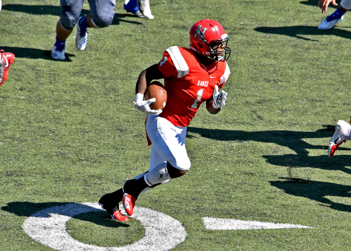Sophomore Eric Thomas became the third Hawk to rush for 1,000 yards in a season with 209 yards in Saturday's 42-14 win over LaGrange.