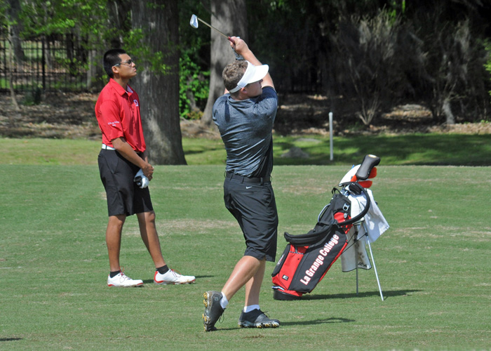 Sophomore Garrett Harrison shot a 1-over-par 73 and is tied for seventh after the first round of the Wynlakes Intercollegiate. (Photo by Sydney Robbins)
